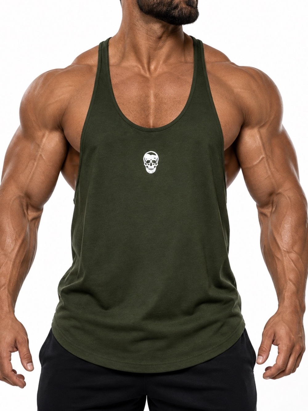 Gymreapers Axis Scoop Hem Skull Tank Size XXL green